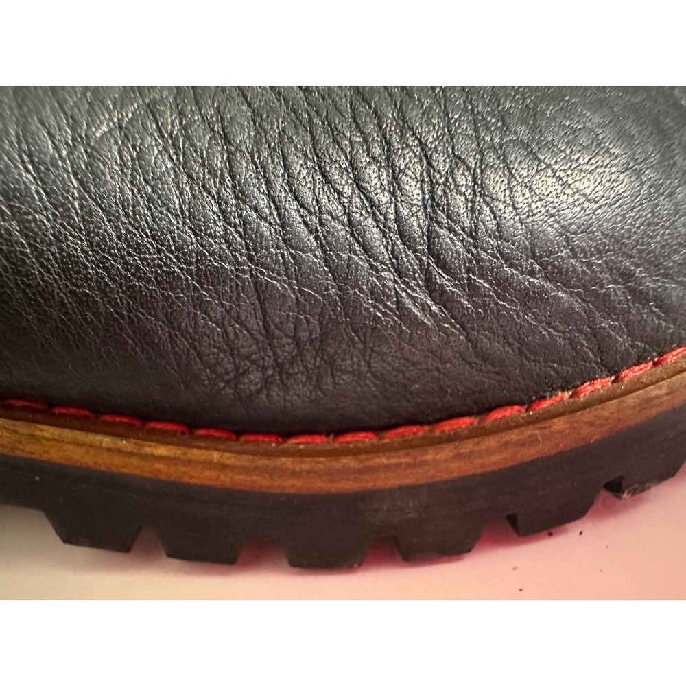 KLR Black Leather Studded Moto Boots Lug Sole Biker punk goth 11021 Womens 8 - Picture 10 of 14